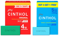 Cinthol Cool Soap, 100g (Pack of 5) | with Icy-cool Menthol | Soaps For Bath | Grade 1 Soap, 100g (Pack of 4) | Germ Protection | Soaps For Bath | Grade 1 Soap | For All Skin Types