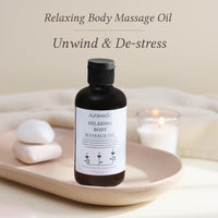Auravedic Relaxing Body Massage Oil For Full Body Massager For Pain Relief Calming Moisturizer For Dry Skin Face 200 Ml Lavender Eucalyptus Mint Body Oil After Bath For Daily Use