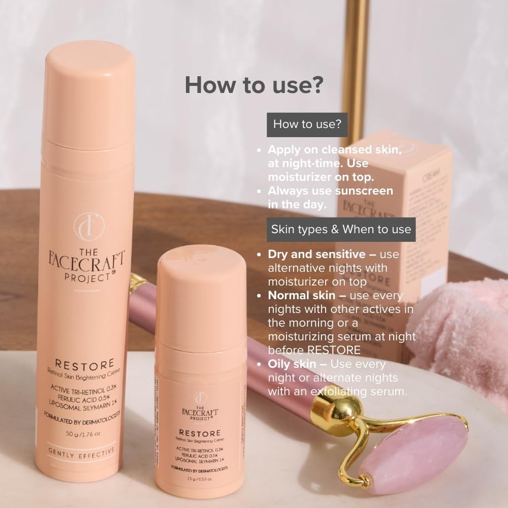 THE FACECRAFT PROJECT Retinol Night Cream Hydrating & Nourishing Formula |Hyaluronic Acid Blend |Smooth & Supple Skin |Pore Care |Lightweight Texture | Restorative Skincare |Daily Night Routine (50gm)