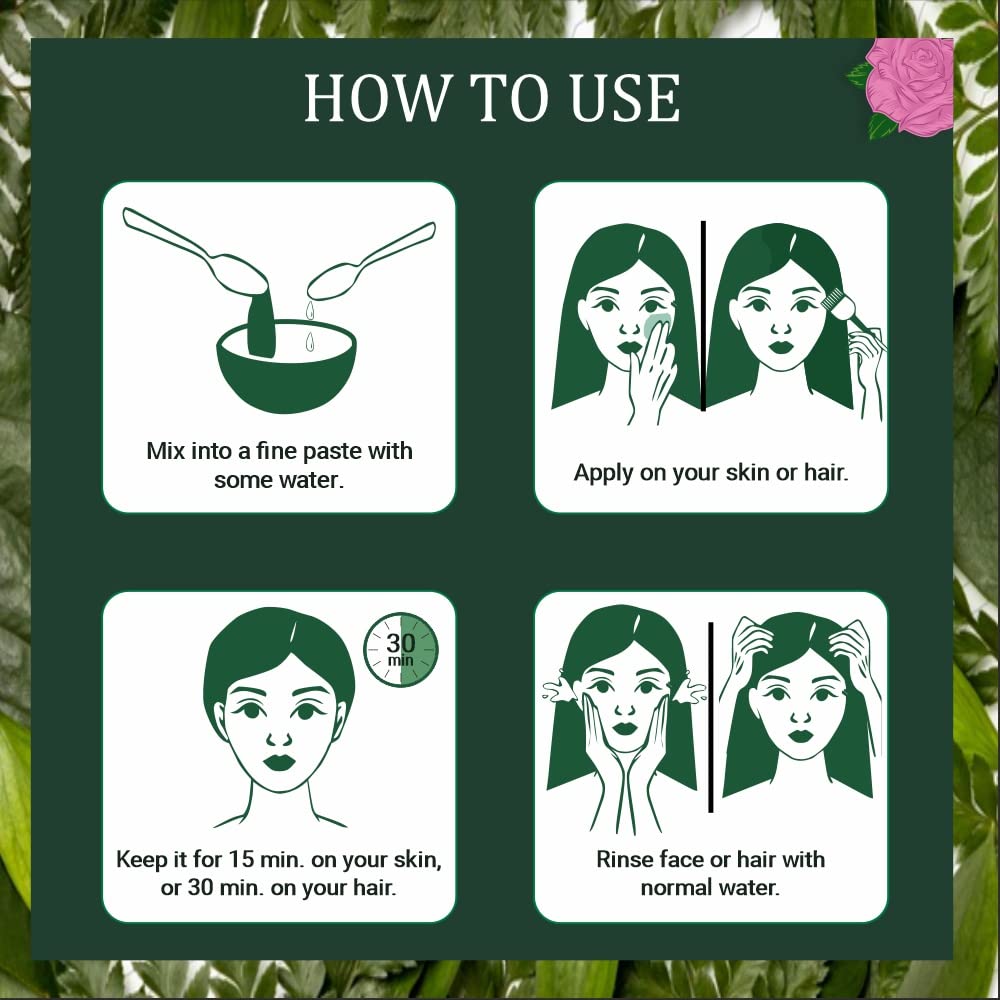 INDUS VALLEY Bio Organic Natural Multani Mitti Powder | Healing Clay | Bentonite clay with Rose Petals Powder | Rosa indica for Skin Care - (200g+100=300g)