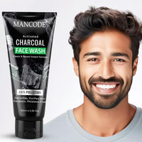 Mancode Activated Charcoal Face Wash & Charcoal Peel-Off Mask Combo for Men | Deep Cleansing, Oil Control & Detox | Minimizes Pores & Boosts Radiance | 100ml Each| Pack of 2