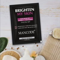 Mancode Brighten My Skin Facial Kit For Men | Salon-Like Glowing Skin In 6 Easy Steps | Improves Skin Texture | Instant Glow | Suitable For All Skin Types - 3 x 58 G (Pack of 3)