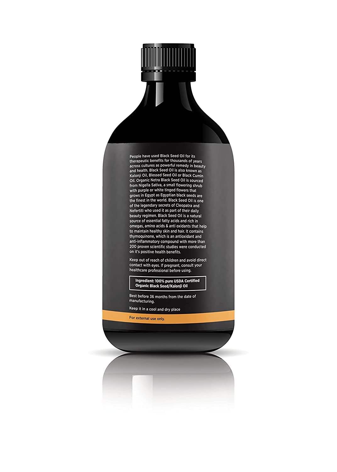 Organic Netra Pure Certified Organic Black Seed Kalonji Oil for Skin & Hair | Retains Shine and Moistures Skin - 100ml