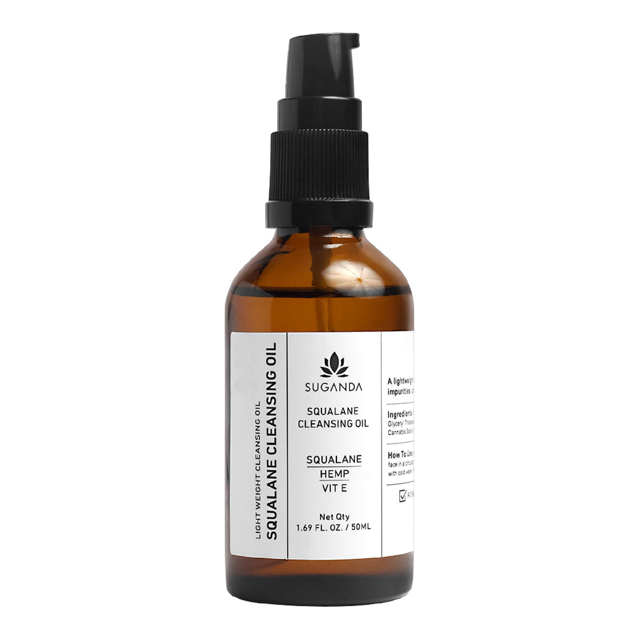 SUGANDA SKINCARE Suganda Squalane Cleansing Oil, Removes Skin Impurities, Dissolve Oil Based Makeup, Makes Skin Soft & Supple, Ensures Pore Remains Unclogged, Men & Women (50ml)