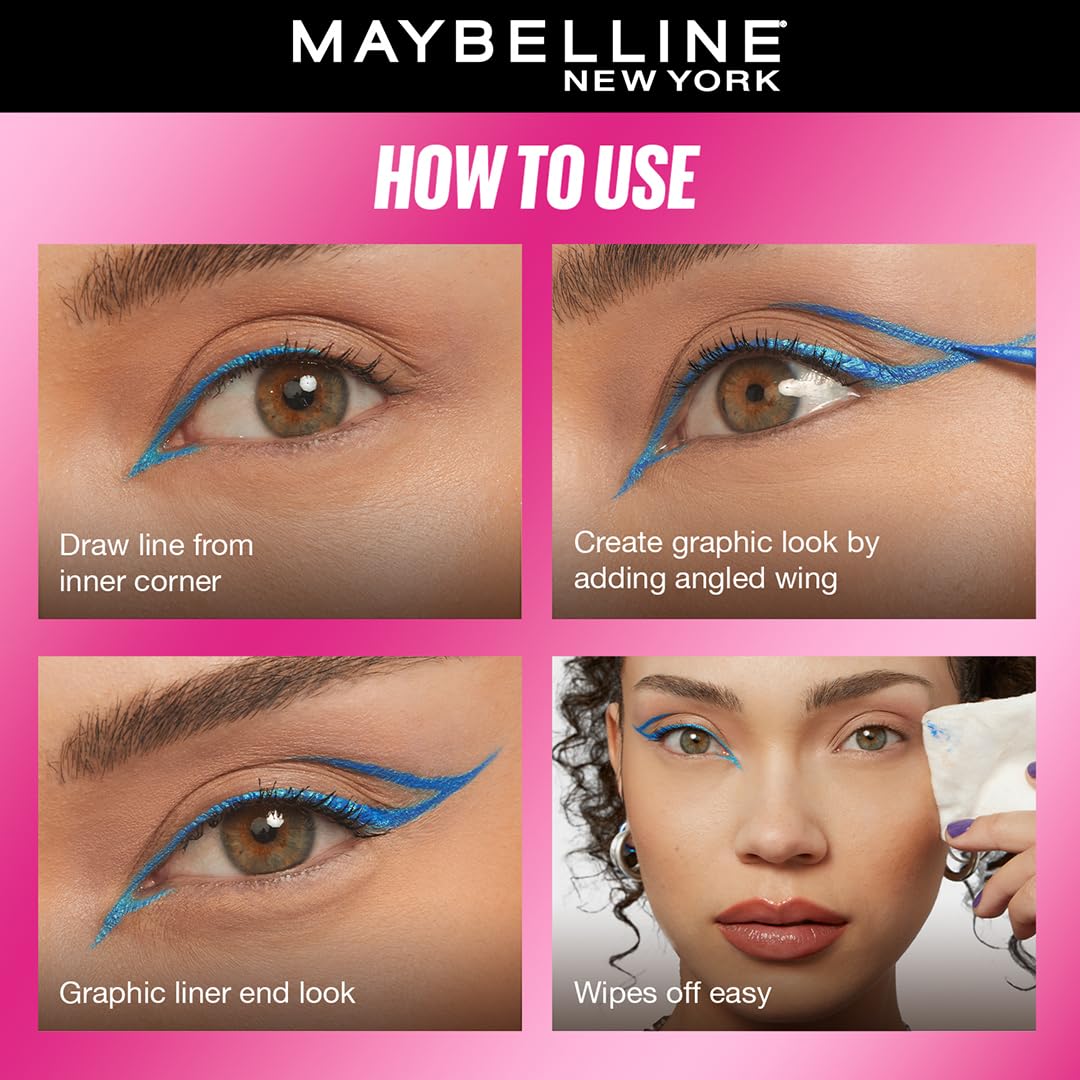 Maybelline New York Tattoo Play Pink Liquid Eyeliner - Punch, Upto 48 Hours Bold Color, Water-proof Eyeliner & Smudge-proof. Maybelline High-impact Color Liner, Vegan Formula | 2.1ml