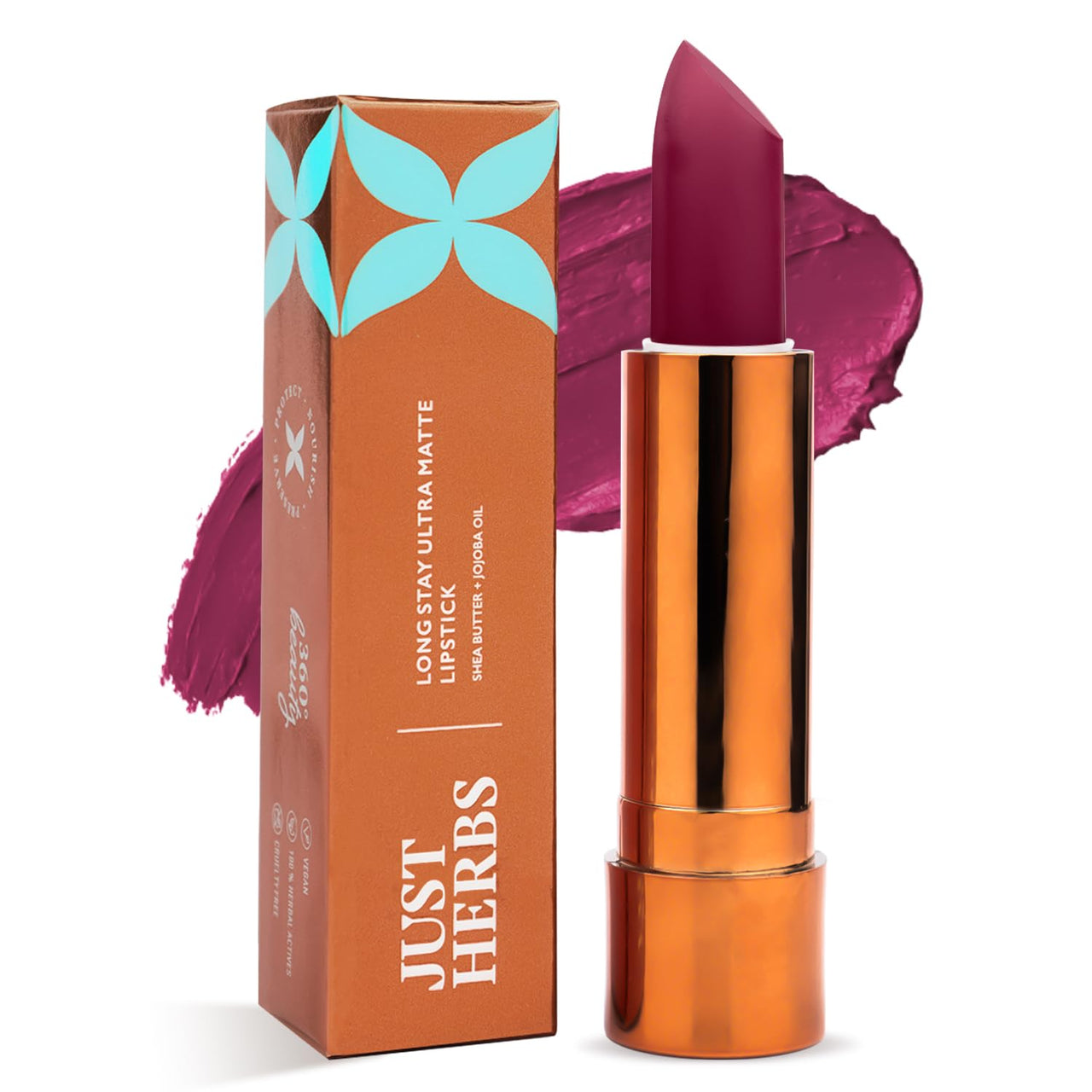 Just Herbs Ultra Matte Bullet Lipstick Nourishing Non Drying and Long Stay Lipsticks for Women 4 g (Wicked Violet)