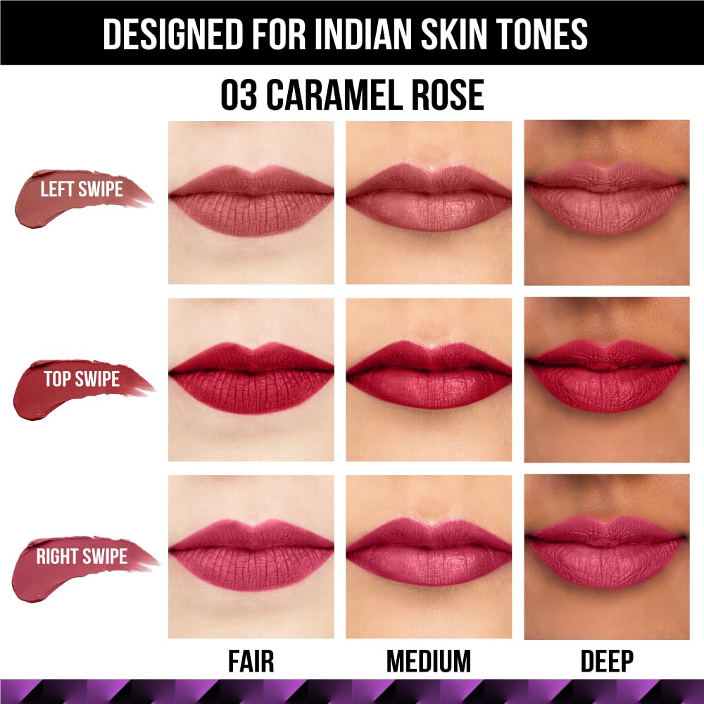 Staze 9to9 Triple Trouble Duo | 3 In 1 Lipstick Shade Caramel Rose + Brick Pink |12 Hrs Long Lasting Transfer-proof | Matte Finish Intense Color Payoff | Lightweight & Comfortable | 7.6 g