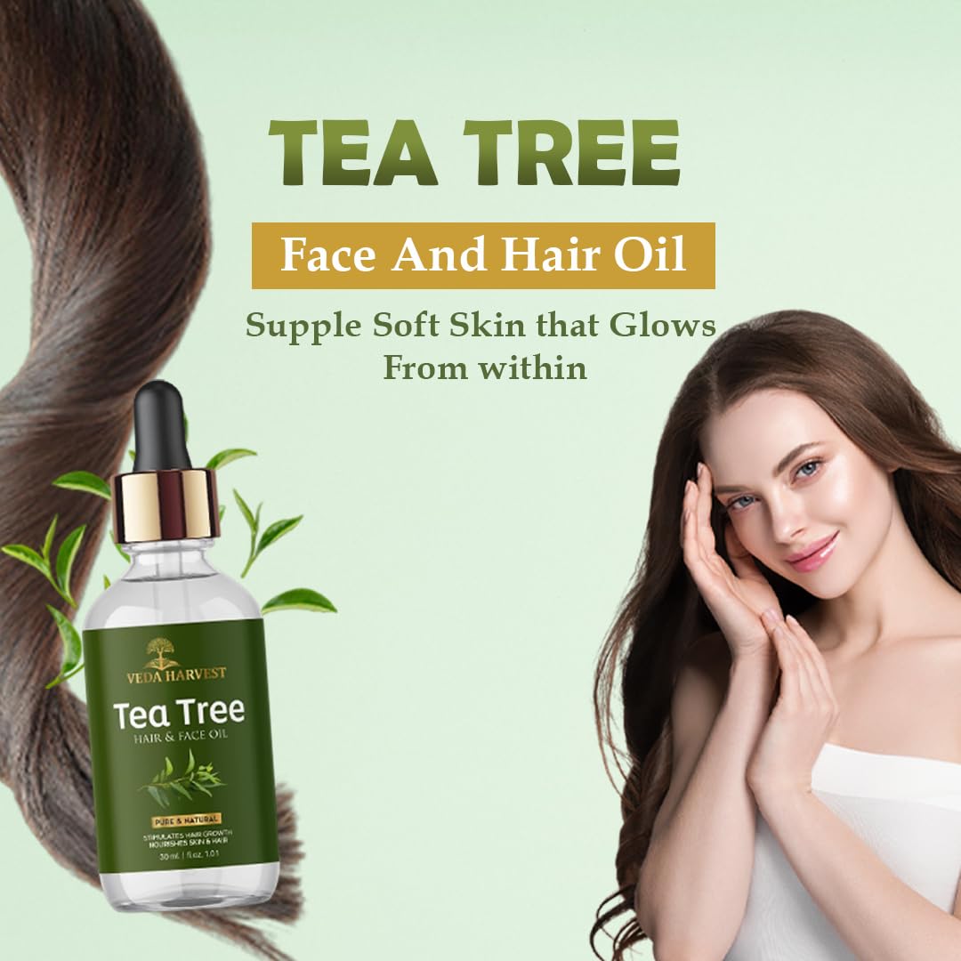 Veda Harvest Rosemary and Tea Tree oil | Hydrating, Anti acne, Cooling & Refreshing | 100% pure and natural oil