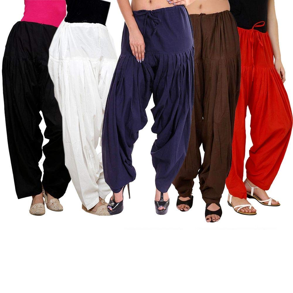 Pistaa's  Women's  Regular Fit Patiala Bottom (Multicolor, Free Size, Pack of 5)