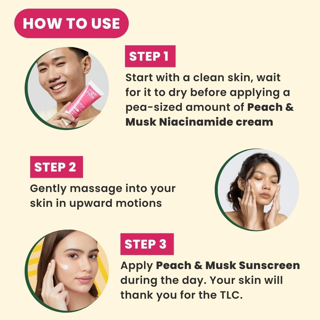 Peach and Musk Glow Me Moisturizing Face Cream, 1% Kojic Acid & Niacinamide, Daily Use Non-Greasy & Non-Sticky Formula, Reduce Dark Pigmentation, Uneven Skin tone, Suitable For Men & Women - 50gm