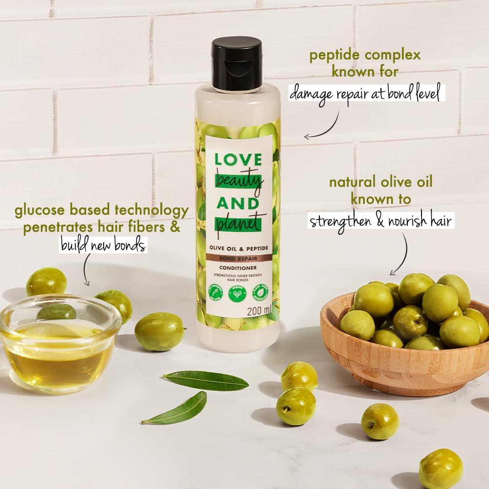Love Beauty & Planet Lbp Olive Oil & Peptide Bond Repair Condtioner|No Sulfates,No Paraben, 200Ml,1 Count