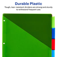 Avery Dividers for 3 Ring Binders, 5-Tab Binder Dividers, Two-Pocket Plastic Binder Dividers, Insertable Big Tabs, Multicolor, 3 Sets (71906)