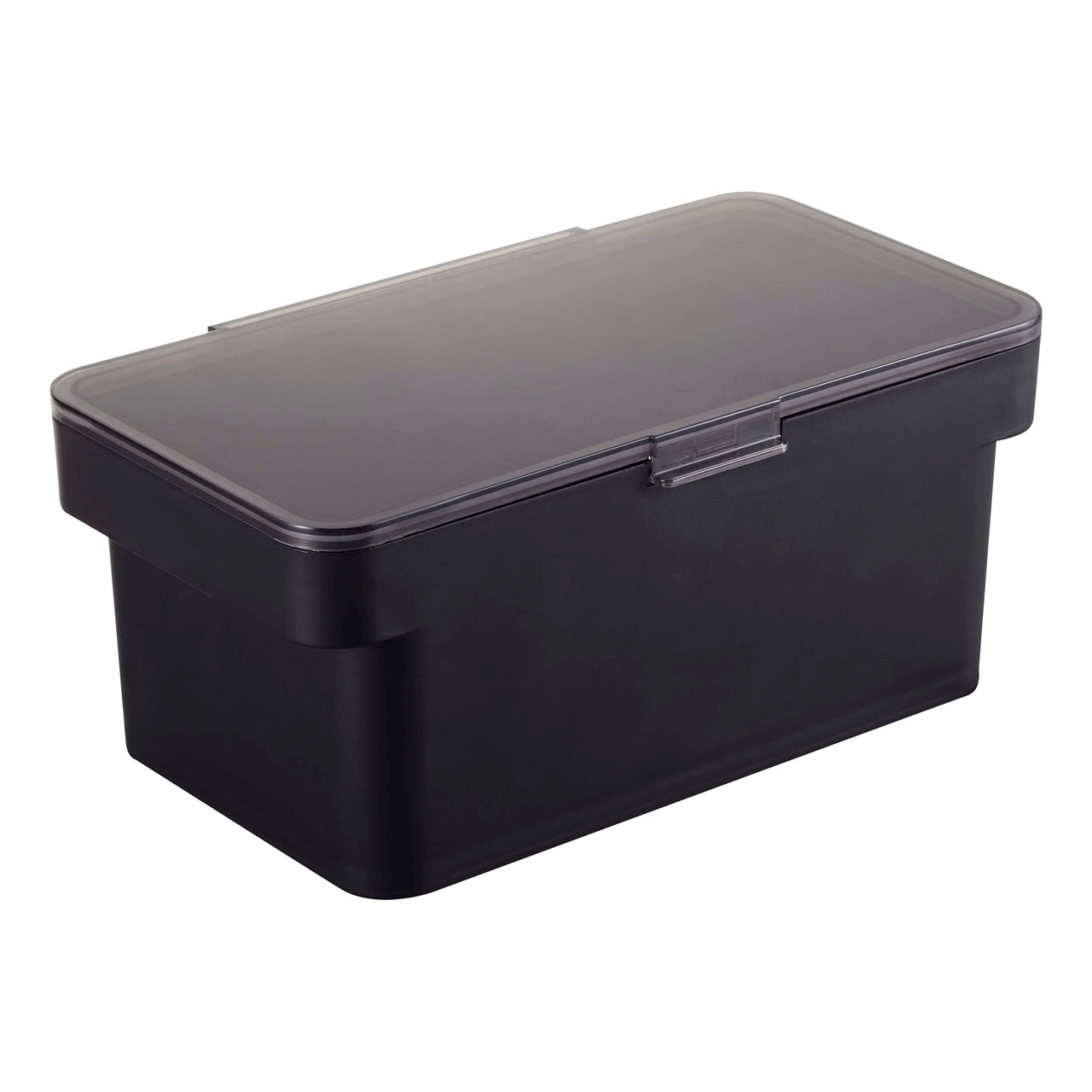 YAMAZAKI Home Airtight Pet Food Storage Container - Cat And Dog Food Holder Bin With Transparent Lid And Handle, Polypropylene, Small, 0.8 gallons, 3 liters, Airtight, Handle, No Assembly Req.,Black Black