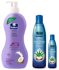 Parachute Advansed Aloe Vera Enriched Coconut Hair Oil, 250ml (Free 75ml) And Parachute Advansed Body Lotion Deep Nourish, 400 ml