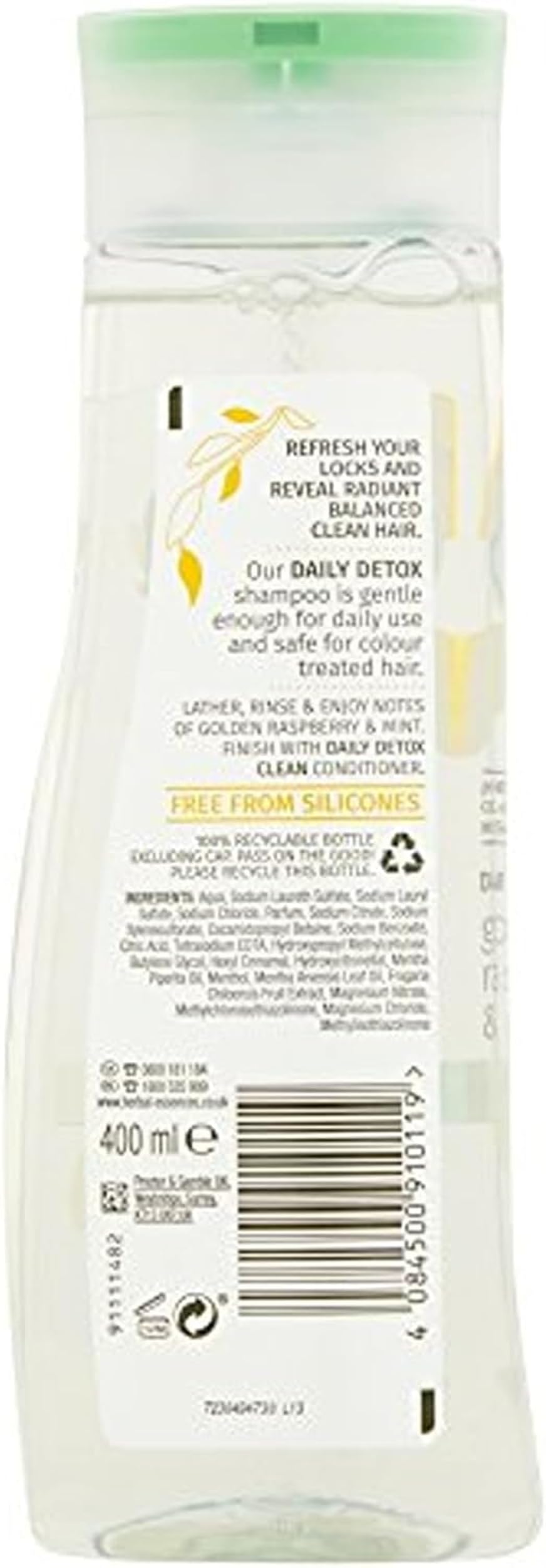 Herbal Essences Daily Detox Clean Shampoo Golden Raspberry & Mint Essences 400ml