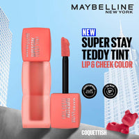 Maybelline New York Super Stay Teddy Tint - Lip and Cheek Color, Coquettish, 5ml | Teddy Soft Matte up to 12Hr | Multi Use | Comfortable Long wear formula | Buildable|Natural flushed look in one swipe