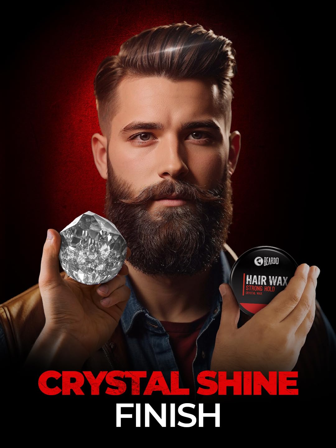 Beardo Stronghold Hair Wax For Men, 100 gm | Crystal Hair Wax with Aloe Vera & Castor Oil | Hair Wax Men | Hair Styling Wax for Glossy Finish & Shine | Strong Hold Hair Wax