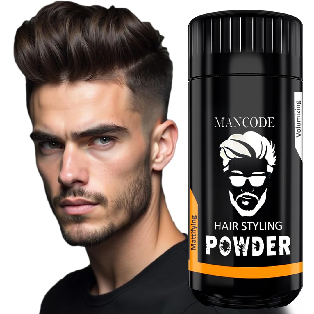 MAN CODE Hair Volumizing Powder Wax for Men, Hair Powder, Hair Wax Powder for Boys, Natural & Safe Hairstyling Powder, Strong Hold & Matte Finish, 24 hrs hold Hair Styling Powder (20g)