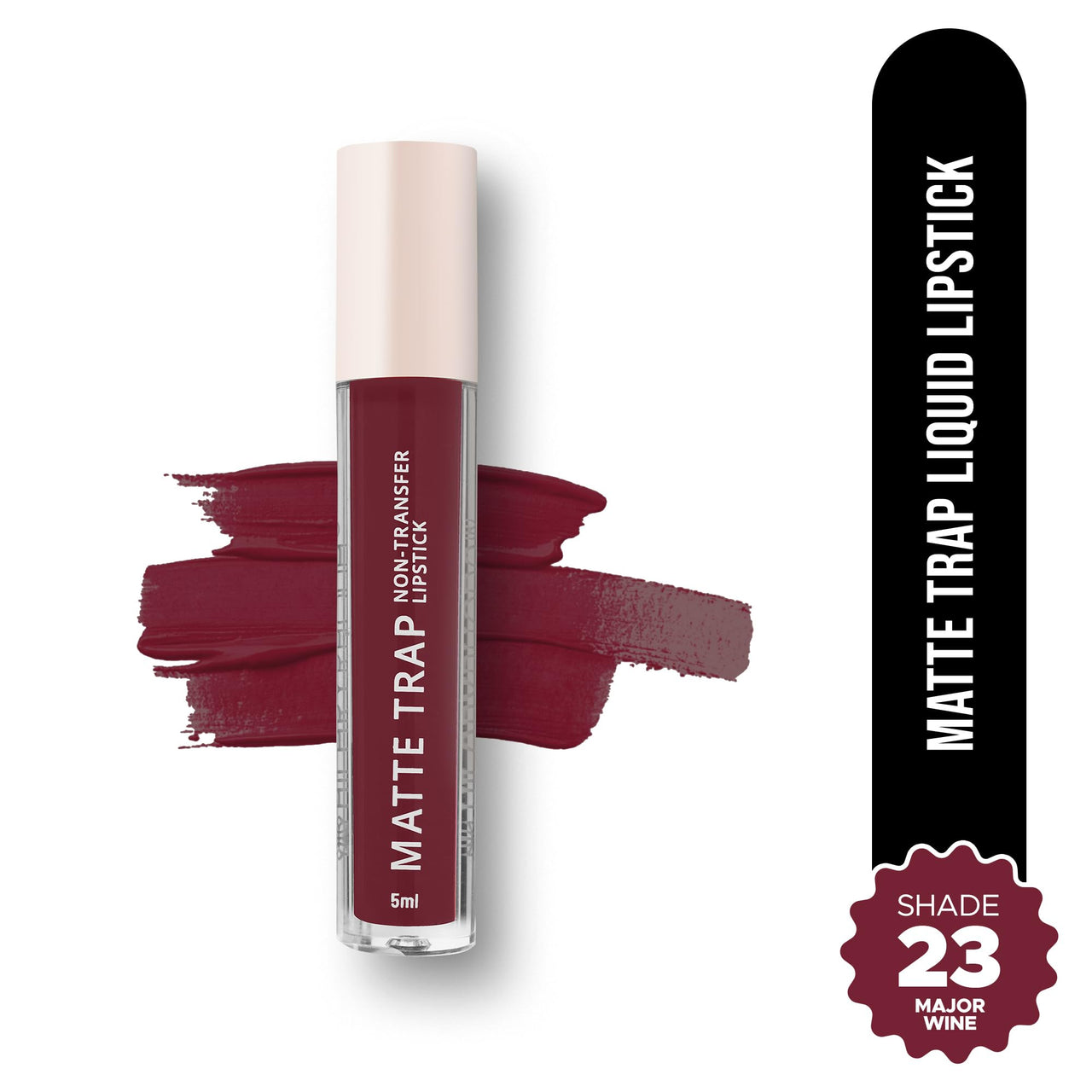 Hilary Rhoda Matte Trap Liquid Lipstick | Non-Transfer & Waterproof Lipstick | 8-Hour Long Stay | Non-Drying Formula | 5ml (Major wine - Shade 23)