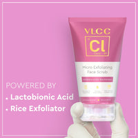 VLCC Clinic Micro Exfoliating Face Scrub - 100g | Mild Exfoliation | Brightening | Detoxifying | Removes Dirt, Dust, Oil & Impurities | Lactobionic Acid & Rice Exfoliator | Suitable for Sensitive Skin