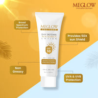 Meglow Pro-Care SPF 50 PA+++ Sunscreen Lotion for Face & Body (50ml) – Broad Spectrum UVA/UVB Protection & Blue Light Defense, Intense Hydration for All Skin Types