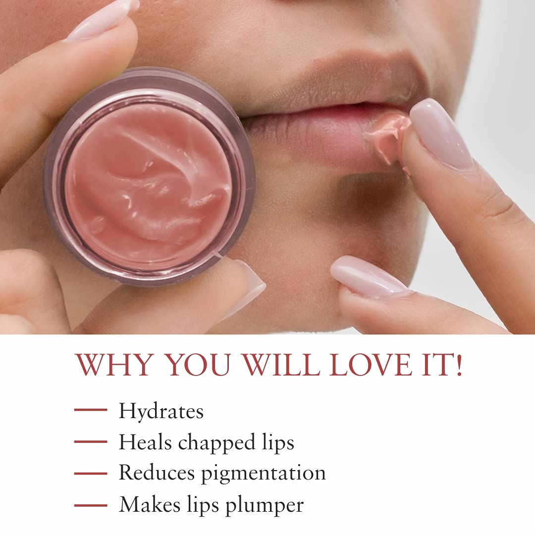 Just Herbs Ayurvedic Rose Lip Mask, Balm For Dark, Dry & Pigmented Lips - Vegan Lip Mask For 15gm & Just Herbs Tinted Lip Balm 4 g (Beetroot) Combo