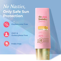 The Pink Foundry Dewy Hydrating Hybrid Sunscreen SPF 50+ | UVA UVB PA++++ | 1% Squalane & White Peony Flower Extract | No White Cast | Water Based | All Skin Types | Fragrance Free | Vegan | 50 ml