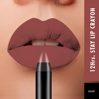 Swiss Beauty 12 Hrs. Stay Matte Lip Crayon, Bare, 3g - Long Lasting, Waterproof, Super Stay, Matte Finish Lip Crayon, Long Wear, Crayon Lipstick