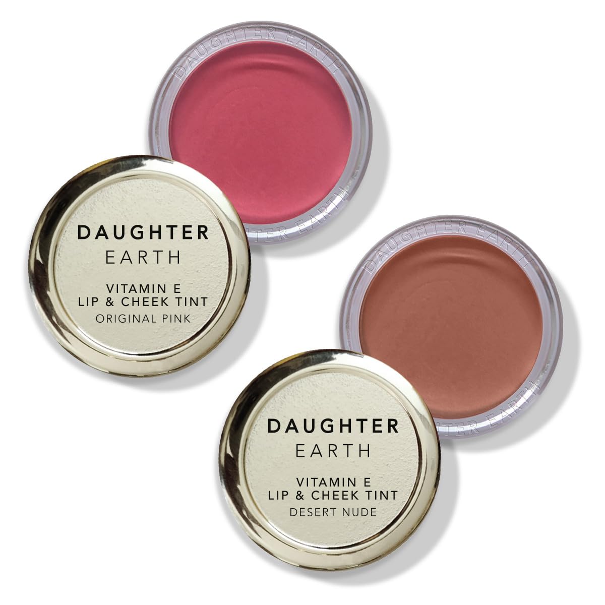 DAUGHTER EARTH Vegan Lip and Cheek Tint Combo | Matte Natural Blush for Women | Lip Tint with Vitamin E | Nourishing Cheek Tint | Pack of 2 | 4.5 gm Each (Original Pink & Desert Nude)