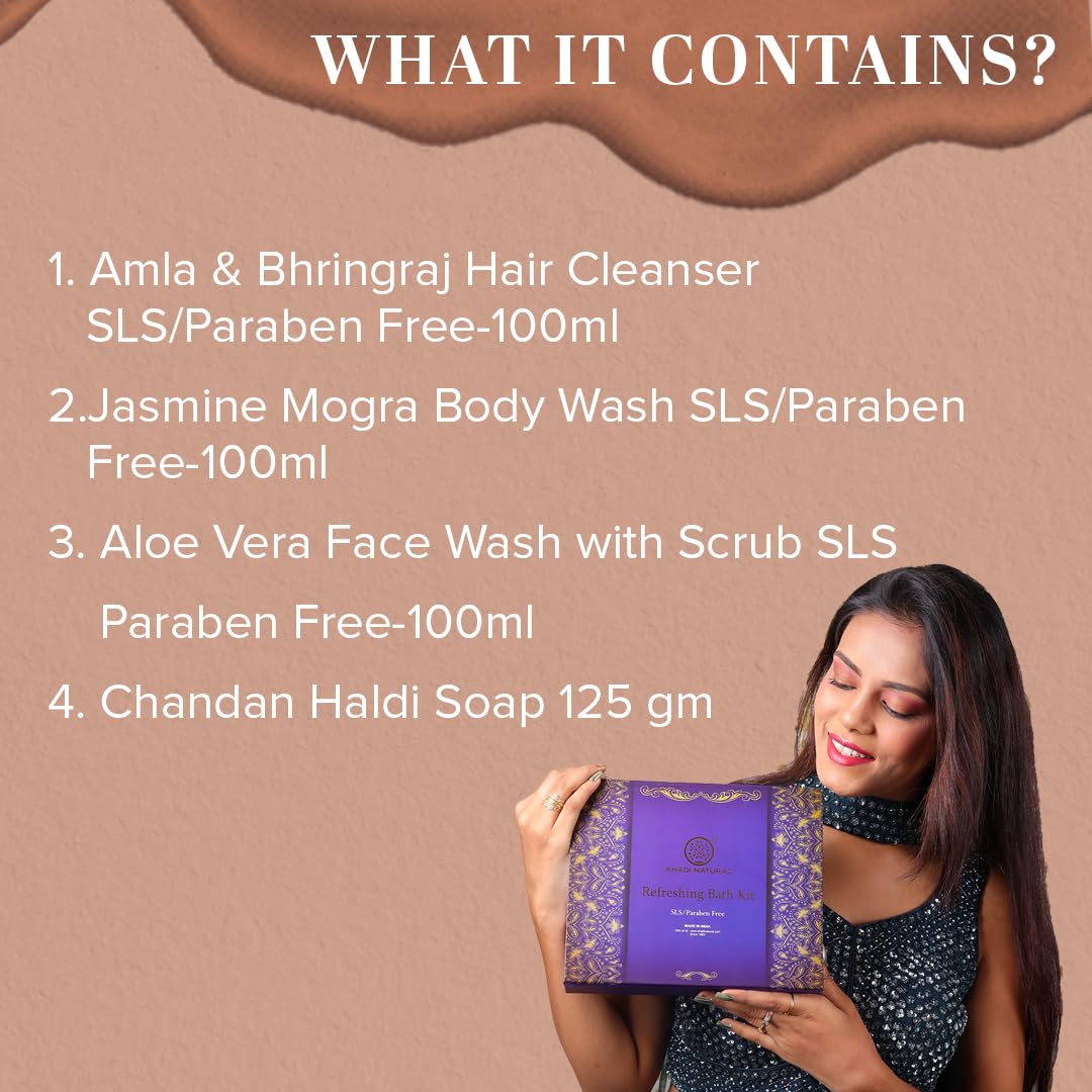 Khadi Natural Refreshing Bath Bar Kit | Refreshes & Revitalizes Skin | Deeply Moisturizes | Contains All Bath Essentials | Provides Everyday Freshness