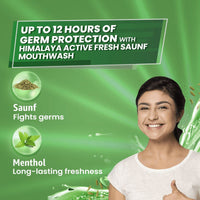 Himalaya Active Fresh Saunf Mouthwash 215ml -No Alcohol- Removes 99.9% Germs,12hr Germ Protection