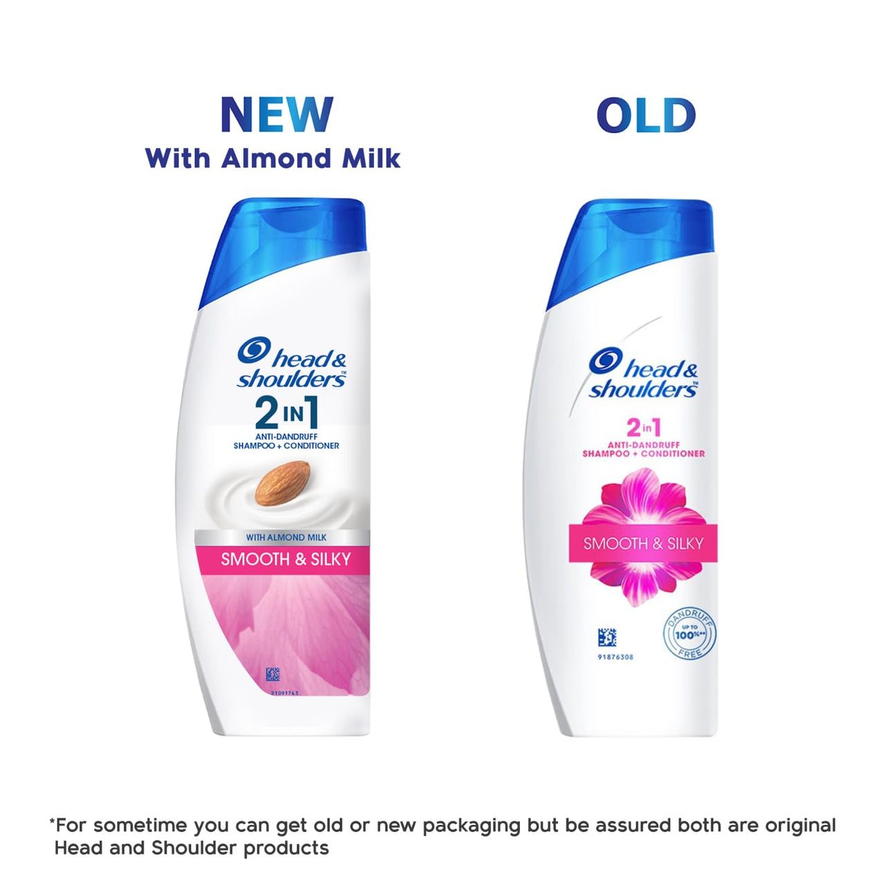 Head & Shoulders 2-in-1 Smooth and Silky Anti Dandruff Shampoo + Conditioner for Women & Men, With Almond Milk (180 ml)