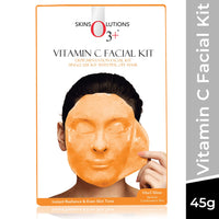 O3+ Vitamin C Facial Kit Depigmentation Single use Kit with Peel Off Mask, 45g & O3+ ALPHA MEN Acno D-TAN Scrub With Hyaluronic & Mint 50g - Detan Scrub for TAN removal Combo