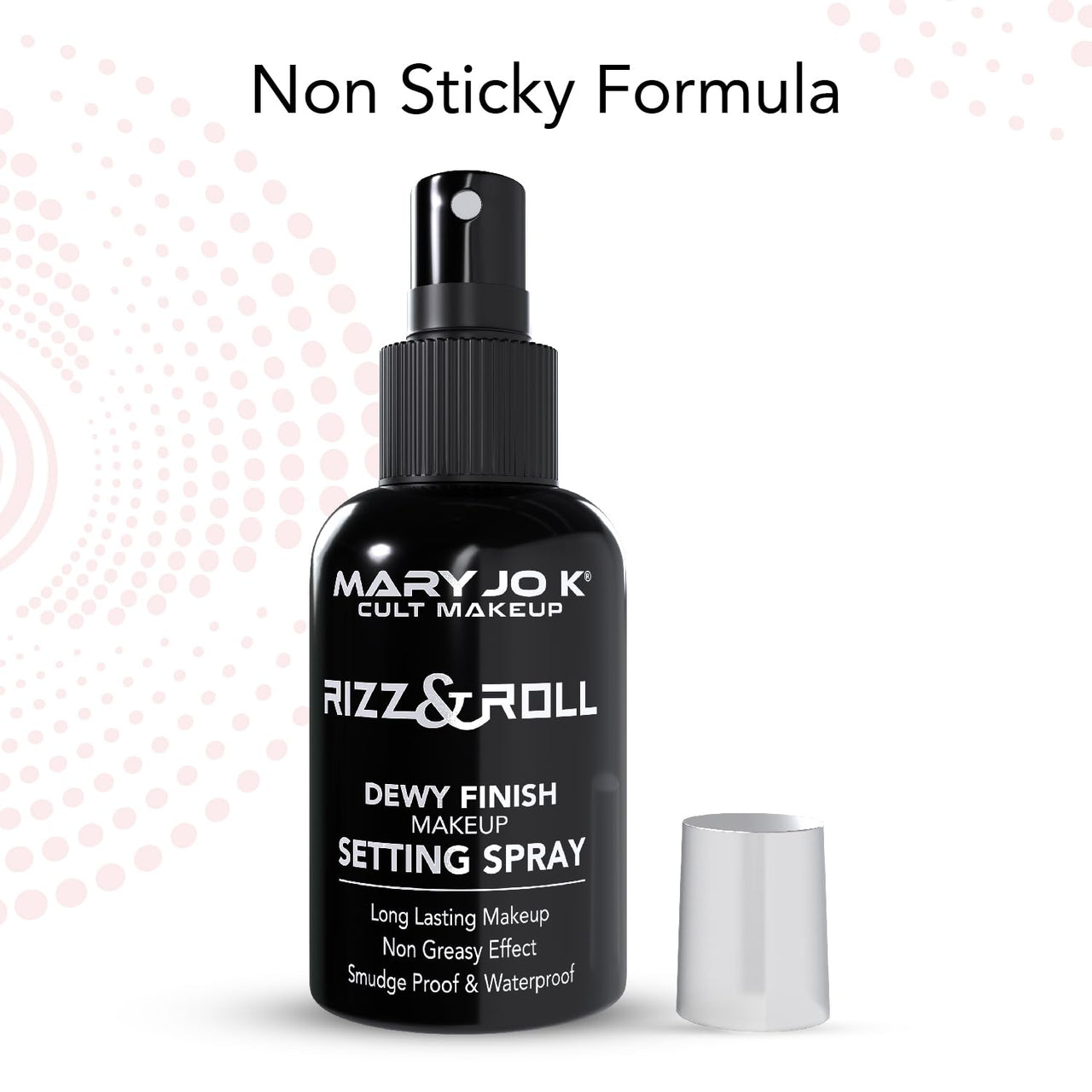Mary Jo K Fizz & Roll Dewy Finish Makeup Setting Spray, Waterproof, Long Lasting, Non-Greasy, Black