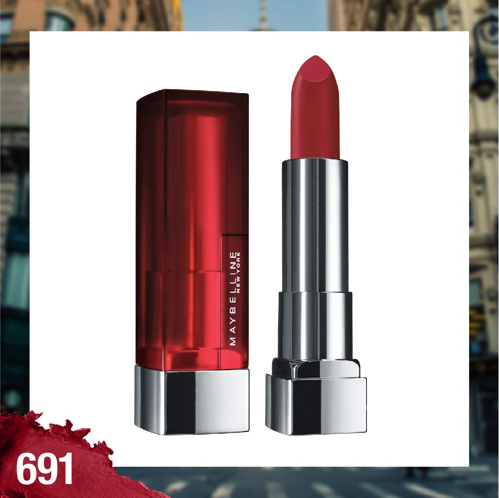 Maybelline New York Color Sensational Creamy Matte Lipstick, 691 Rich Ruby, 3.9g & Maybelline New York Color Sensational Creamy Matte Lipstick, 640 Red Liberation, 3.9g