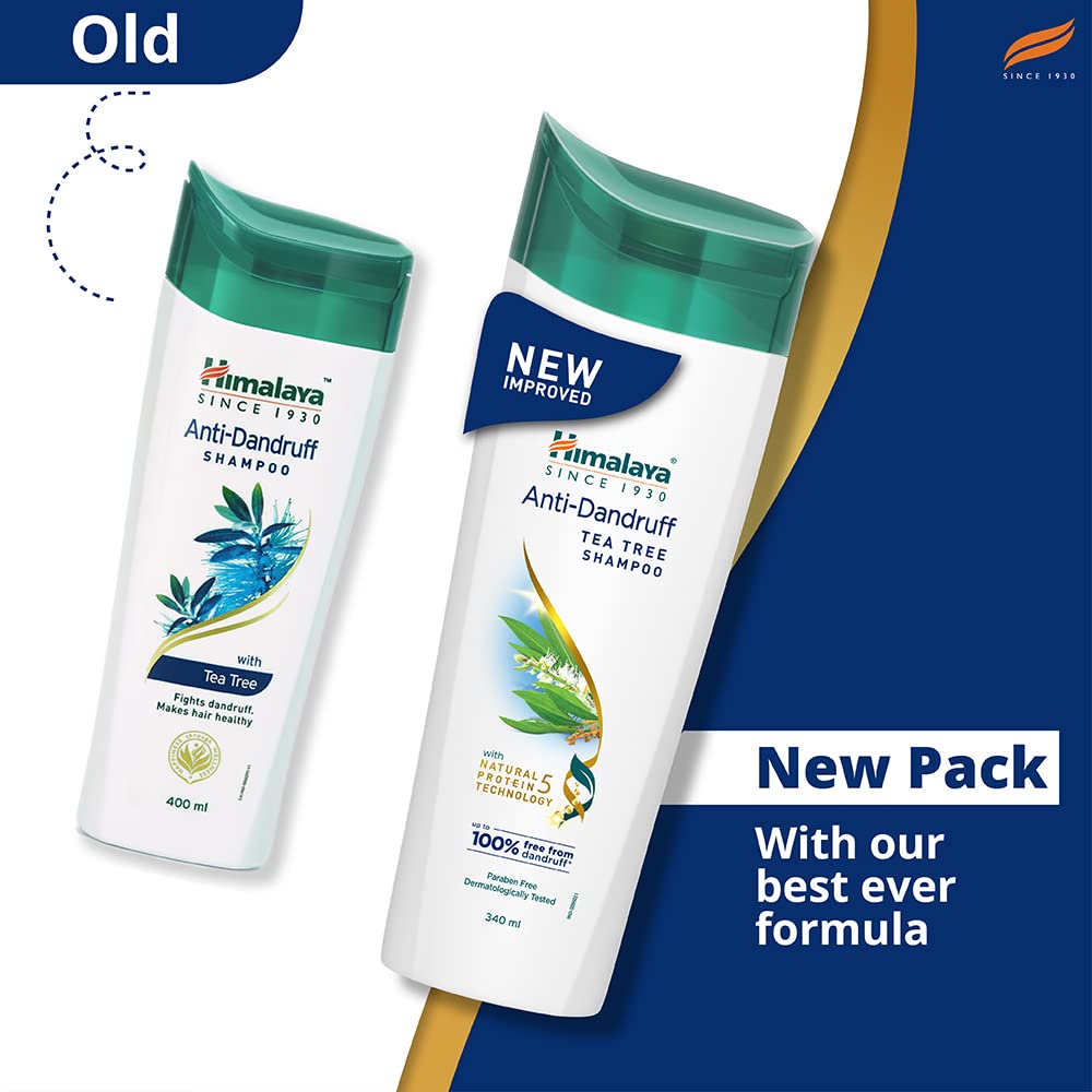 Himalaya Anti-Dandruff Tea Tree Shampoo, Removes up to 100% Dandruff, Soothes Scalp & Nourishes Hair, with Tea Tree oil and Aloe Vera, for men and women, 340ml