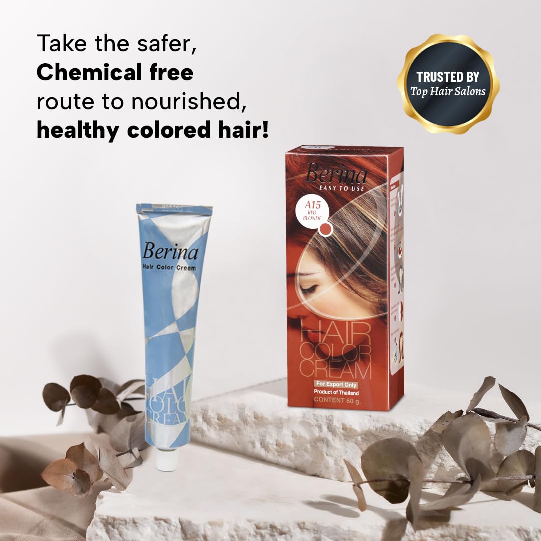 Berina Professional | Permanent Hair Color Cream | 60gm | A15 Red Blonde | Long Lasting Color