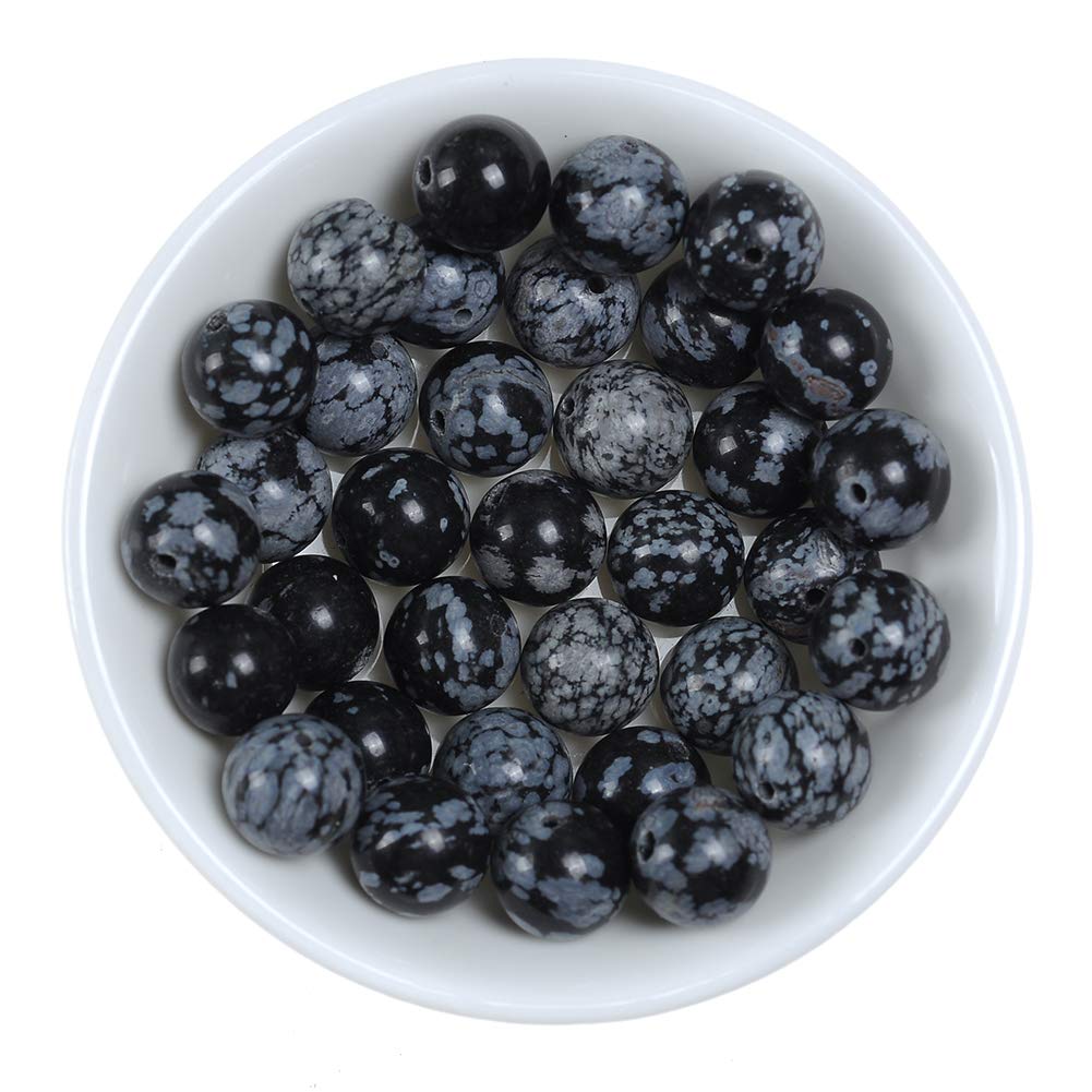 Natural Stone Beads 2mm Snowflake Gemstone Round Loose Beads Crystal Energy Stone Healing Power for Jewelry Making DIY,1 Strand 15"