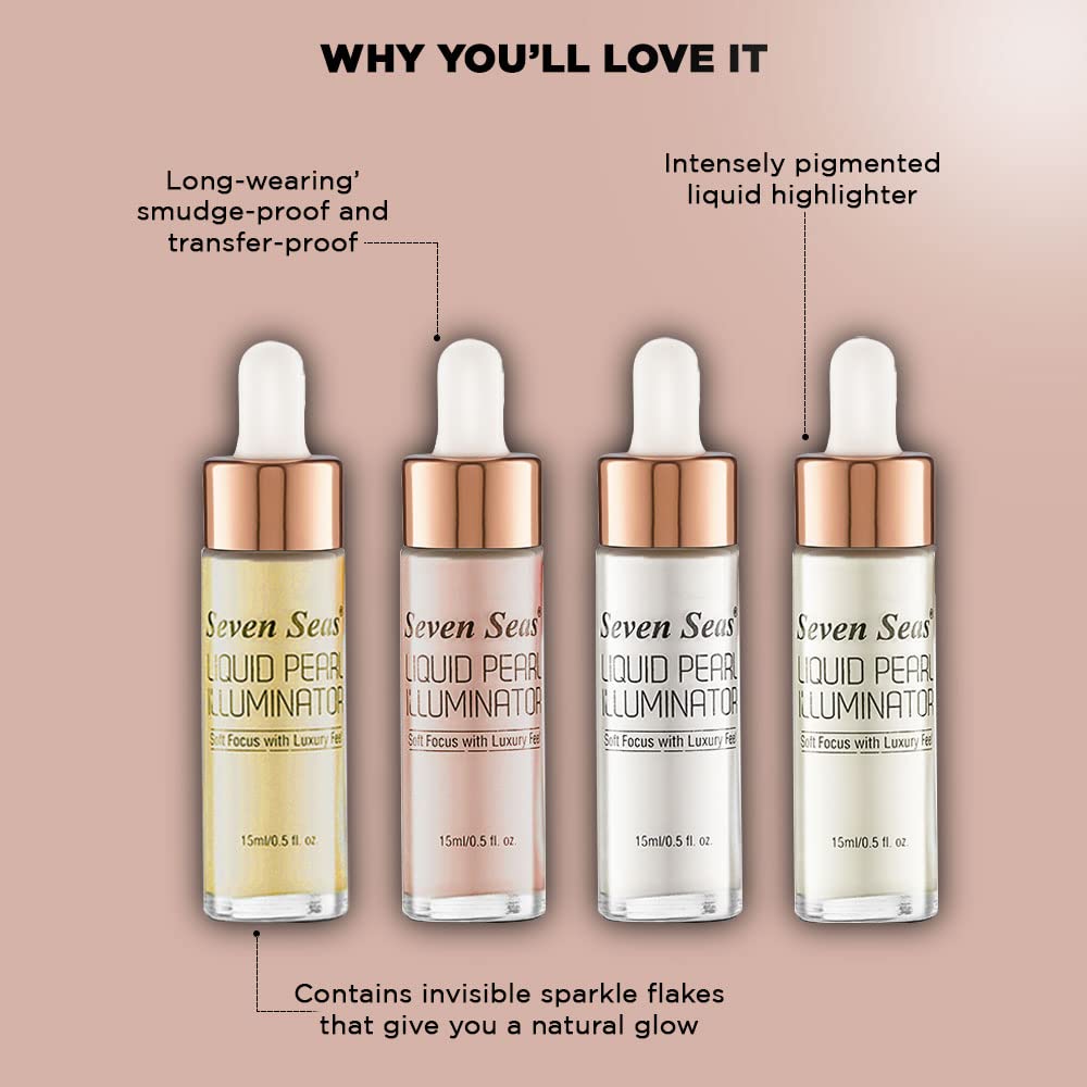 Seven Seas Liquid Pearl Liquid Highlighter For Face makeup | illuminating Liquid Highlighter with Dewy finish (Magic)