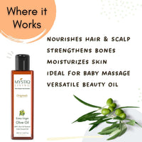 Mystiq Living Extra Virgin Olive Oil & Sweet Almond Oil Combo | For Hair, Skin And Baby Massage | Cold Pressed, Pure & Natural -400 ML (200 ML Each)