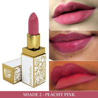 Just Herbs Natural & Organic Herb Enriched Ayurvedic Creamy Matte Lipstick For Dry & Chapped Lips- Paraben & Chemical Free Lipstick (Peachy Pink, Shade no. 2)
