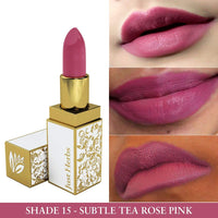 Just Herbs Natural & Organic Herb Enriched Ayurvedic Creamy Matte Lipstick For Dry & Chapped Lips- Paraben & Chemical Free Lipstick (Subtle Tea Rose Pink, Shade no. 15)