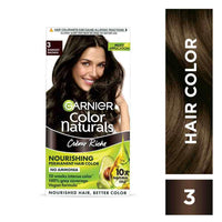 Garnier Color Naturals Crème hair color, Shade 3 Darkest Brown, 70ml + 60g
