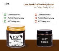 Love Earth Coffee Body Scrub With Organic Shea Butter & Vitamin E For Skin Moisturization & Tan Removal For Soft-Smooth Skin | Bathing Scrub with Coconut Oil | All Skin Types 100gm