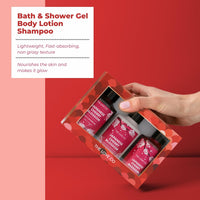 THE LOVE CO. Japanese Cherry Blossom Gift Collection| Indulge in Travel Pack Shower Gel, Body Lotion & Shampoo | Ideal Birthday & Special Occasion Hamper - Pack of 3