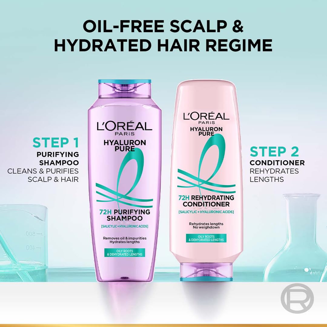 L’Oréal Paris Hyaluron Pure 72H Rehydrating Conditioner for smooth tangle-free hair, 175 ml
