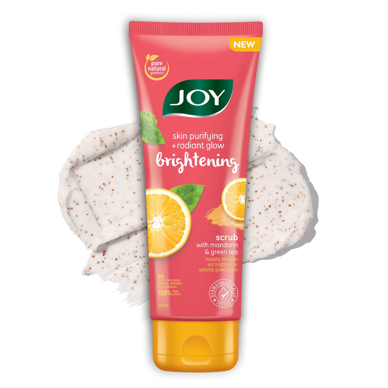 Joy Mandarin & Green Tea Face & Body Scrub for Glowing Skin (200gm) | Exfoliating Scrub with Vitamin C, Brightens & Refreshes All Skin Types | 100% Vegan & Gentle on Skin