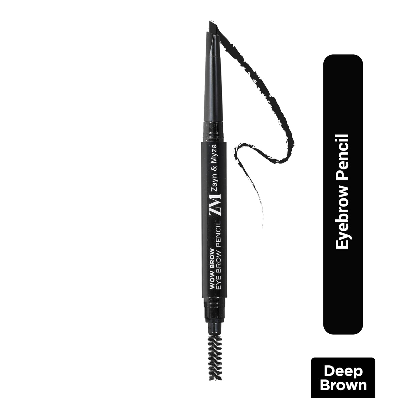 ZM Zayn & Myza Wow Brow Eyebrow Pencil Enriched with Castor Oil | Smudge Proof | Water Proof | Lasts Up to 12 hours - (Deep Brown, 0.35gm)