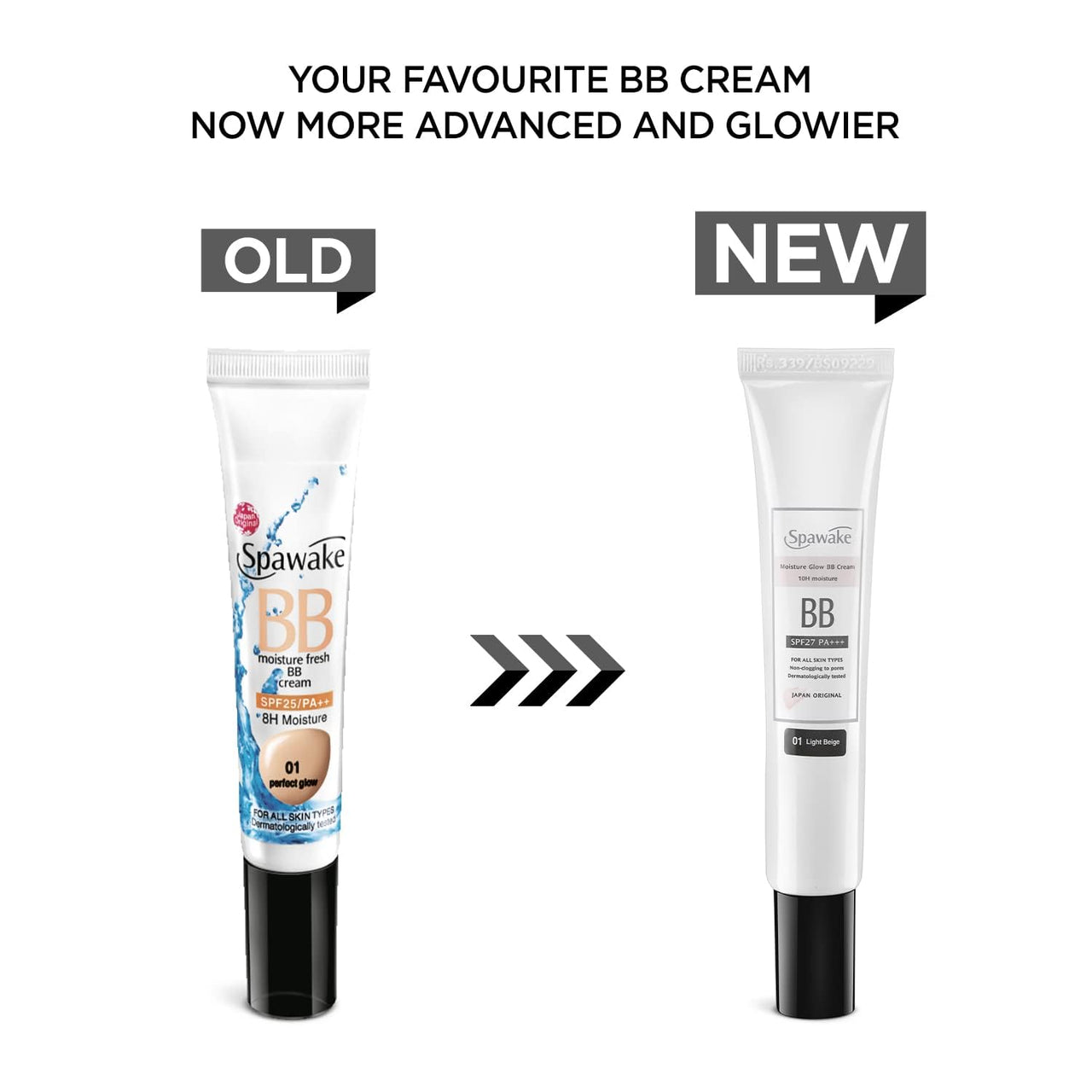 Spawake Moisture Glow BB Cream 02 Natural Beige – Natural looking Coverage, 10-Hour Hydration, SPF27/PA+++, Blue Light Protection, J-Beauty Formula for All Skin Types, Pack Of 2, 60G