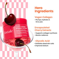 Foxtale Cherry-Collagen Whipped Clay Mask | Vegan Collagen + Glycolic Acid + PHA + Cherry Beads | Hydrates, Plumps & Firms Skin | Detoxifies Pores, Brightens & Smooths Dull, Uneven Skin | 75g